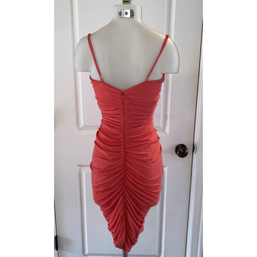 Halston Heritage Ruched Front Stretch Knit Dress Size S Spaghetti‎ Strap - Picture 7 of 13